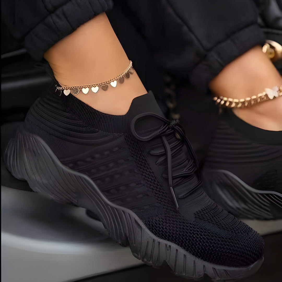 Women's Trainers - Knit Lace Up Lightweight Running Sneaker | Casual