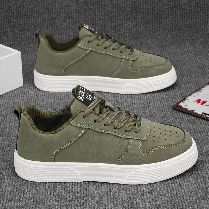 Men's Trainers - Casual Low Top Lace-Up with Perforated Upper Detail