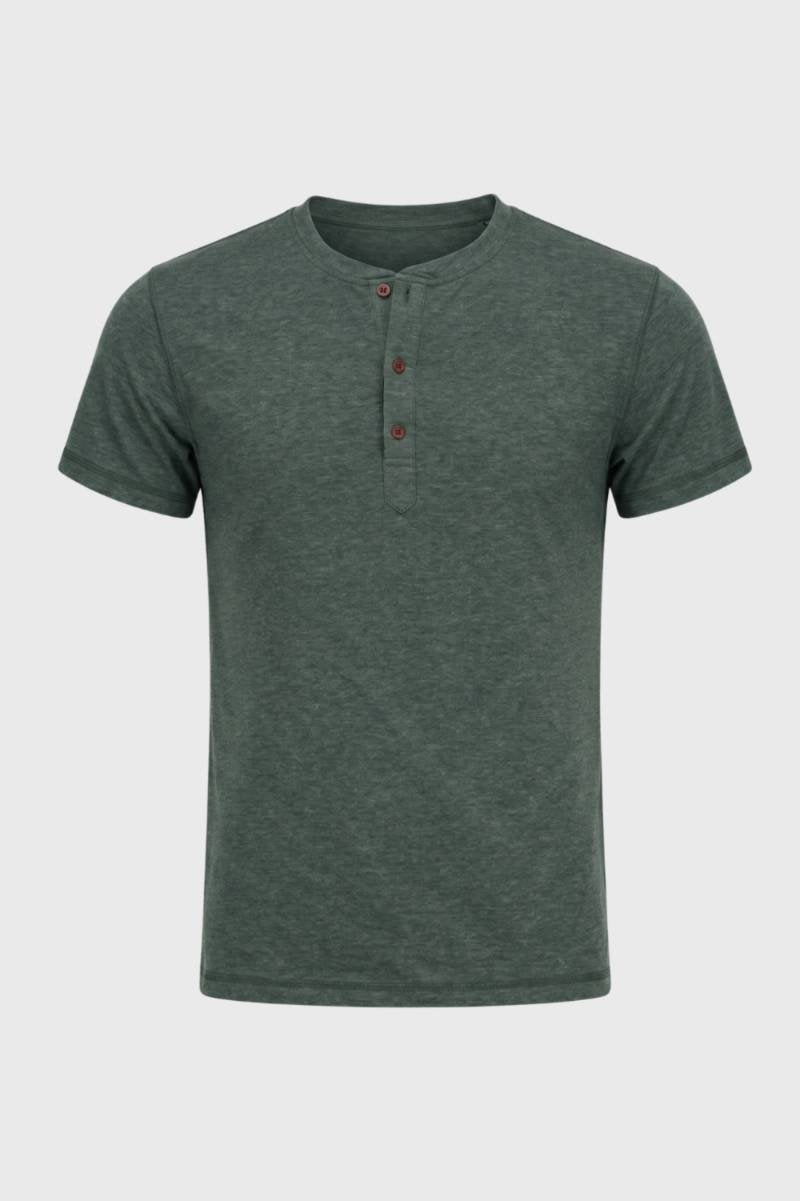 Henley Shirt Men - Short Sleeve Button Placket | Casual — Green