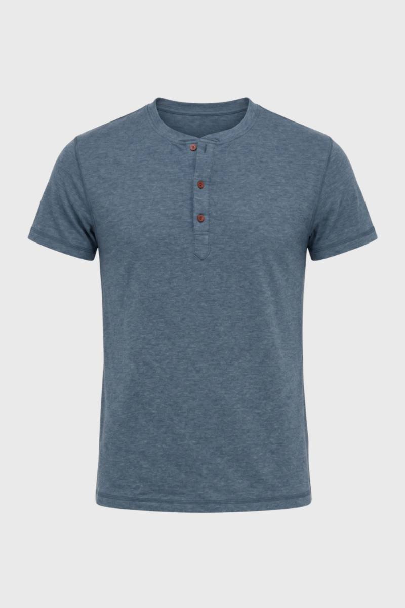 Henley Shirt Men - Short Sleeve Button Placket | Casual — Blue