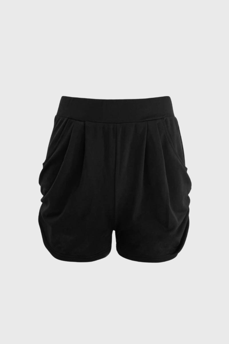 High Waist Shorts Women - Pleated Relaxed Fit | Casual — Black