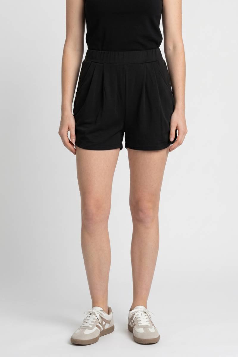 High Waist Shorts Women - Pleated Relaxed Fit | Casual — Black