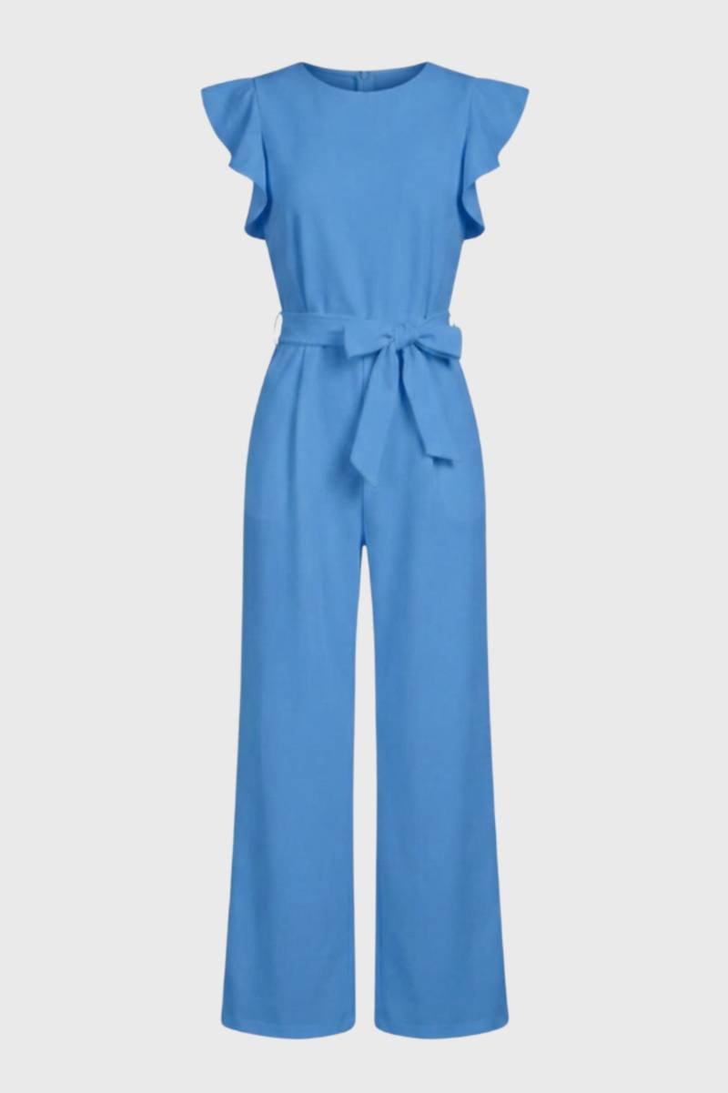 Jumpsuit Women - Flutter Sleeve Wide Leg with Tie Belt | Elegant — Blue