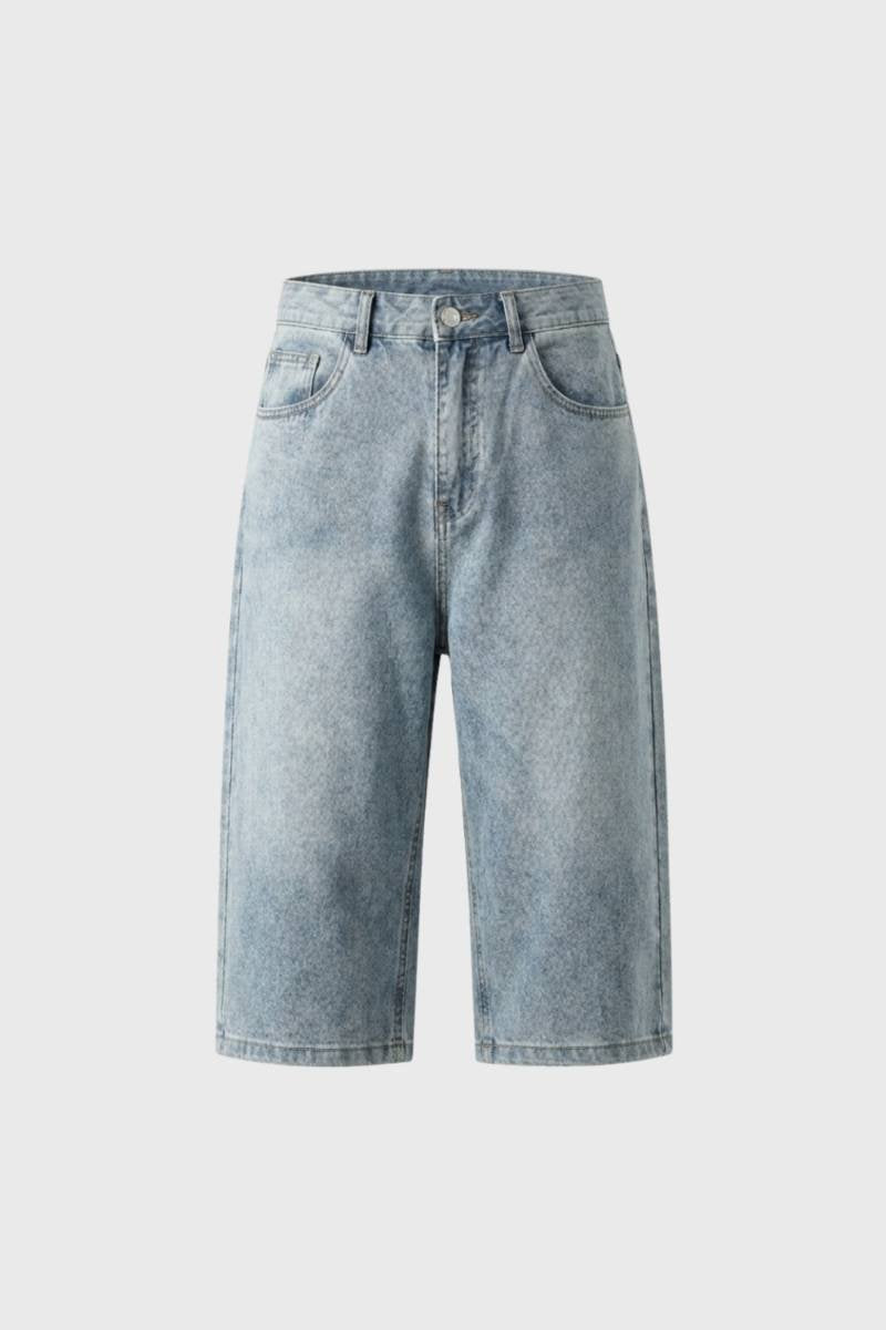 Knee Length Shorts Men - Wide Leg Relaxed Fit | Casual — Light Blue