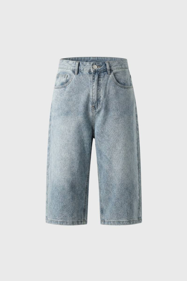 Knee Length Shorts Men - Wide Leg Relaxed Fit | Casual — Light Blue