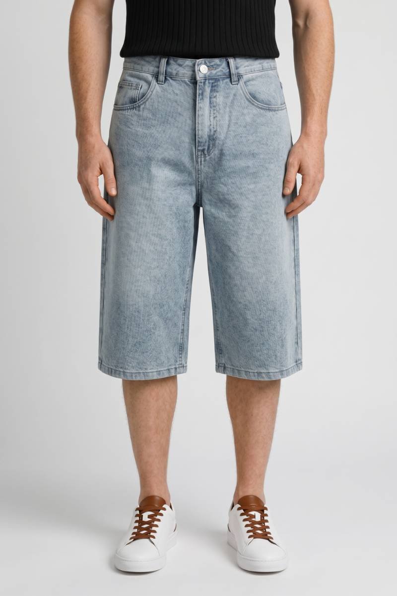 Knee Length Shorts Men - Wide Leg Relaxed Fit | Casual — Light Blue