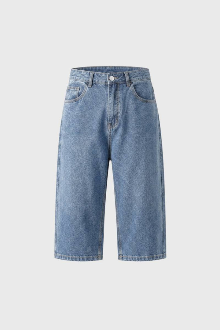 Knee Length Shorts Men - Wide Leg Relaxed Fit | Casual — Denim Blue