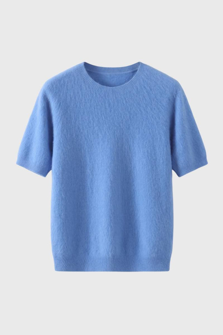 Knitted Jumper Men - Short Sleeve Round Neck | Classic Comfort — Blue