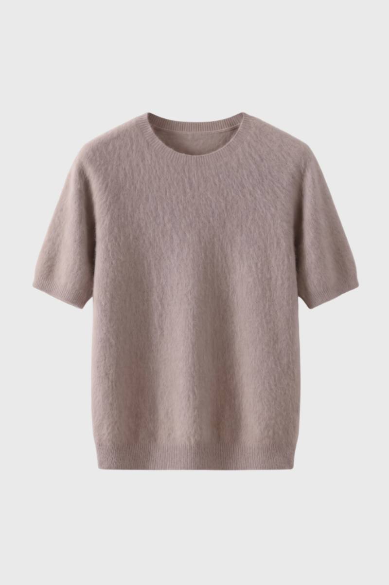Knitted Jumper Men - Short Sleeve Round Neck | Classic Comfort — Taupe
