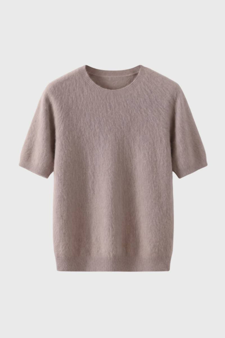 Knitted Jumper Men - Short Sleeve Round Neck | Classic Comfort — Taupe