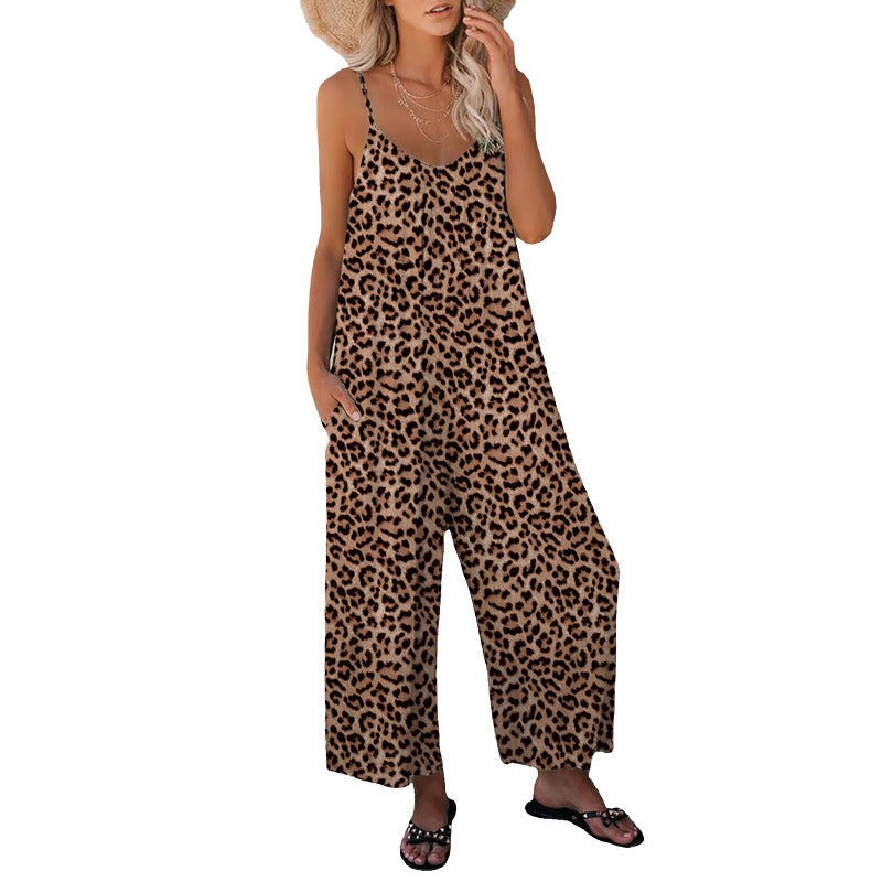 Jumpsuit Women - Sleeveless Wide Leg Animal Print | Summer