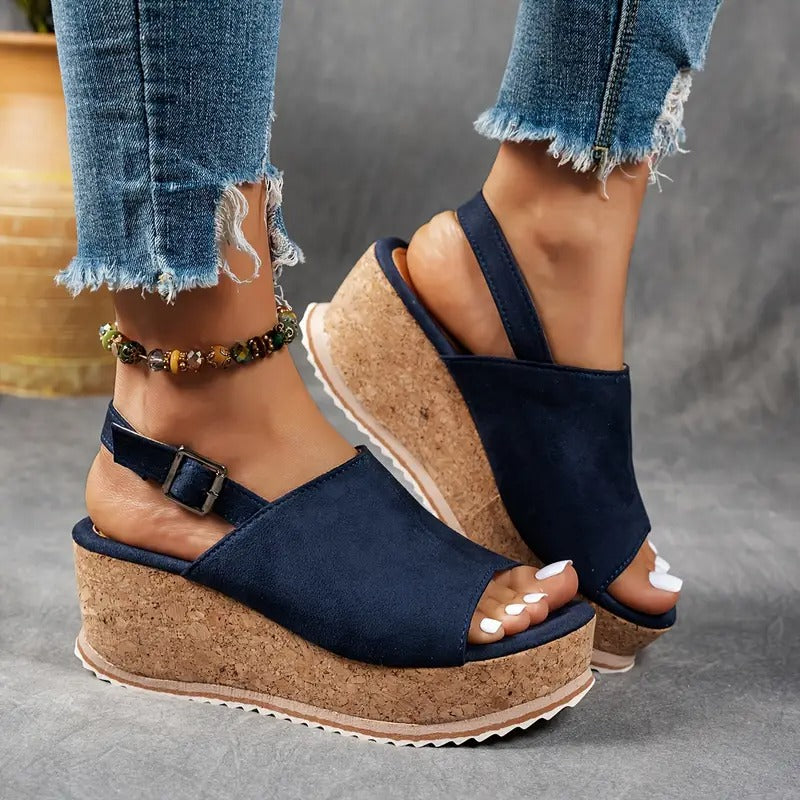 Wedge Heels Women - Cork Platform Peep Toe Ankle Strap | Summer