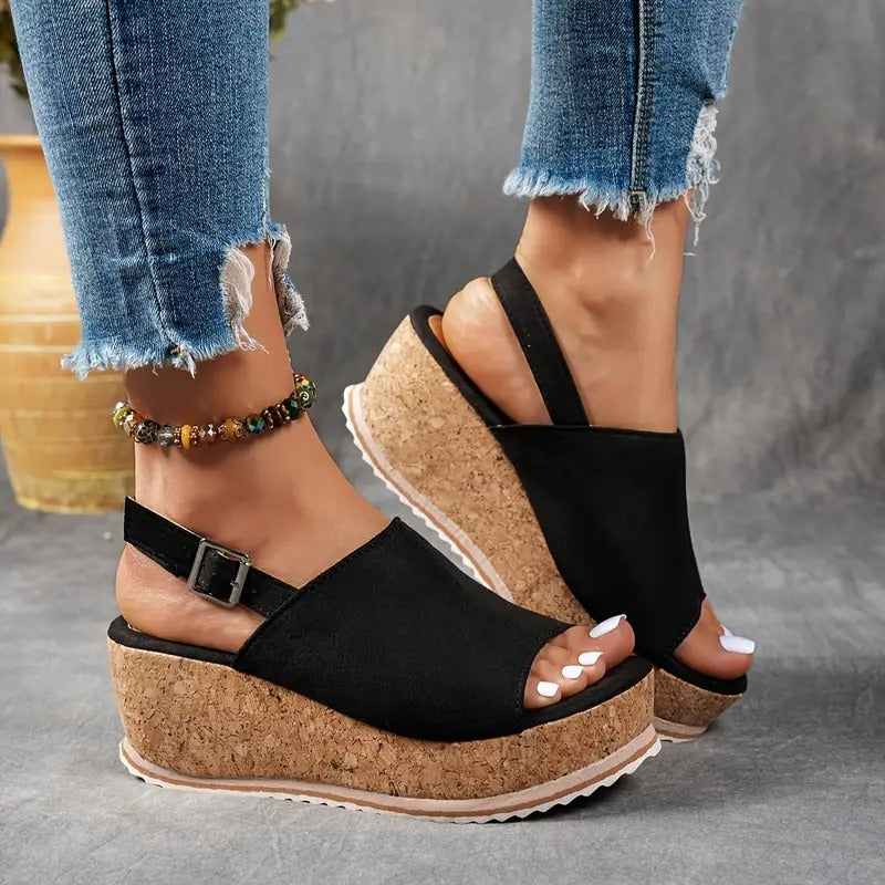 Wedge Heels Women - Cork Platform Peep Toe Ankle Strap | Summer