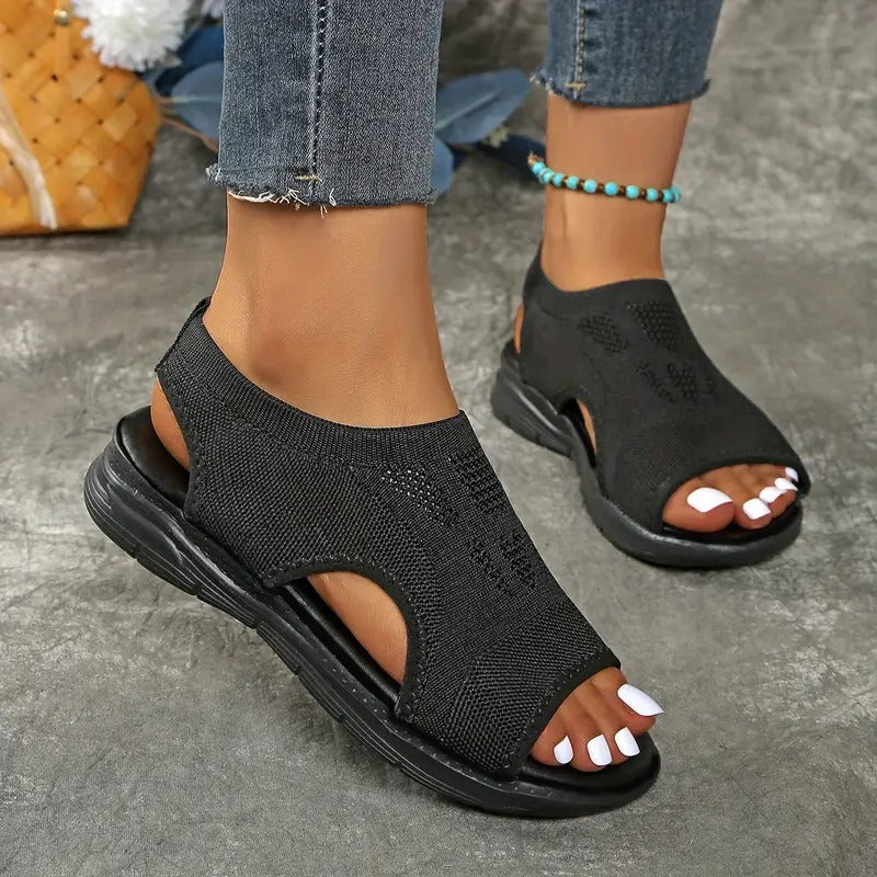 Sandals Women - Sporty Knit Peep Toe Slip-On Platform | Summer