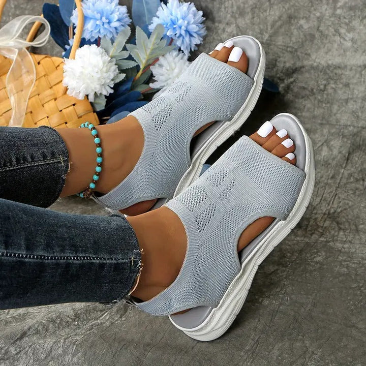 Sandals Women - Sporty Knit Peep Toe Slip-On Platform | Summer