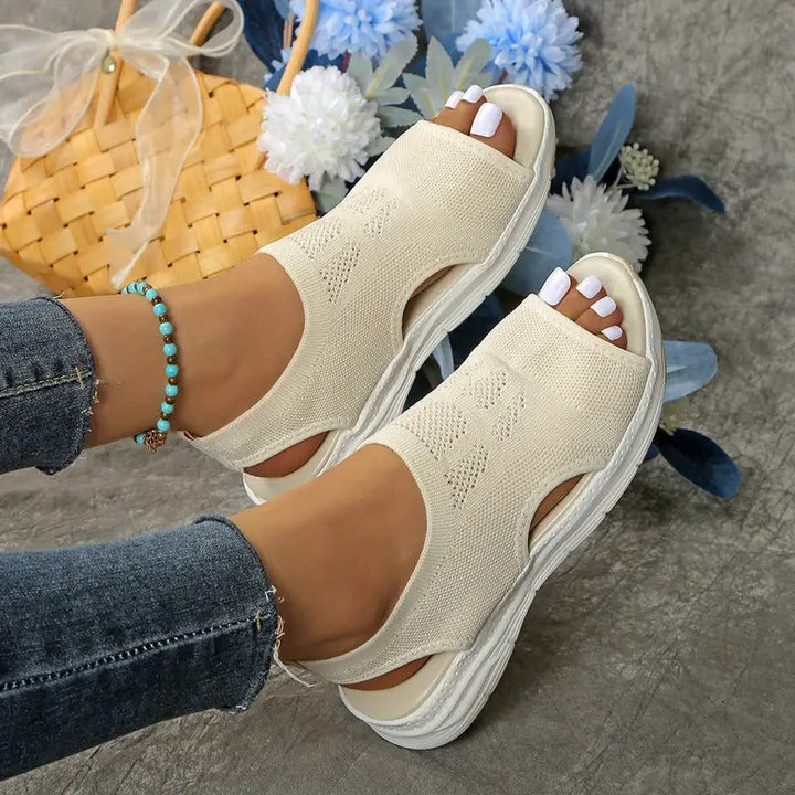 Sandals Women - Sporty Knit Peep Toe Slip-On Platform | Summer