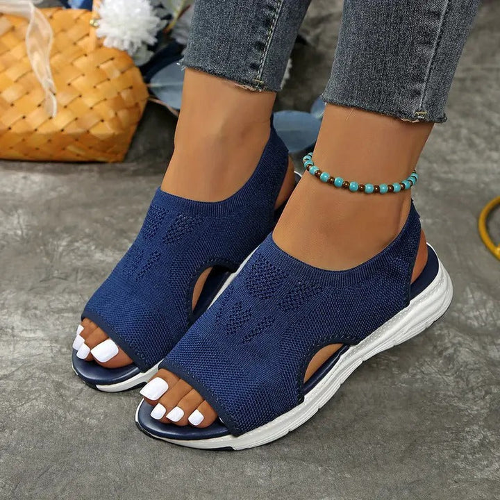 Sandals Women - Sporty Knit Peep Toe Slip-On Platform | Summer
