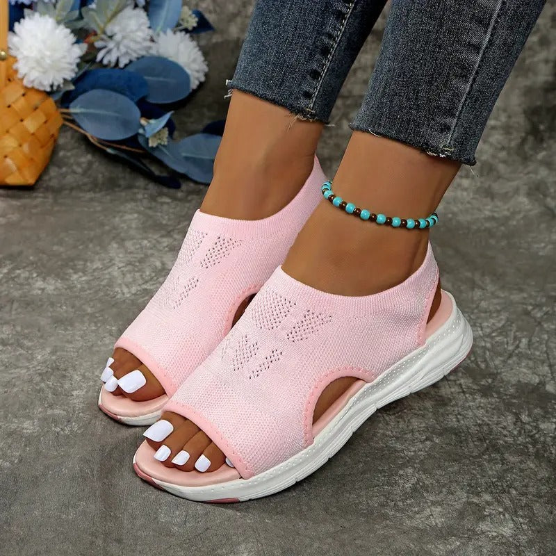 Sandals Women - Sporty Knit Peep Toe Slip-On Platform | Summer
