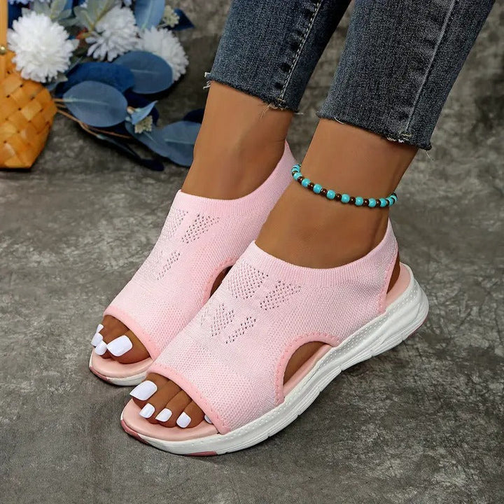 Sandals Women - Sporty Knit Peep Toe Slip-On Platform | Summer