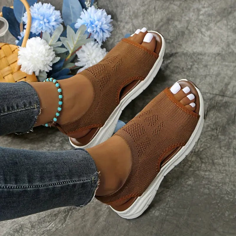 Sandals Women - Sporty Knit Peep Toe Slip-On Platform | Summer