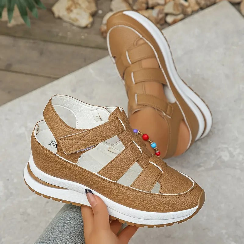 Sandals Women - Platform Wedge Closed Toe Velcro Strap | Summer