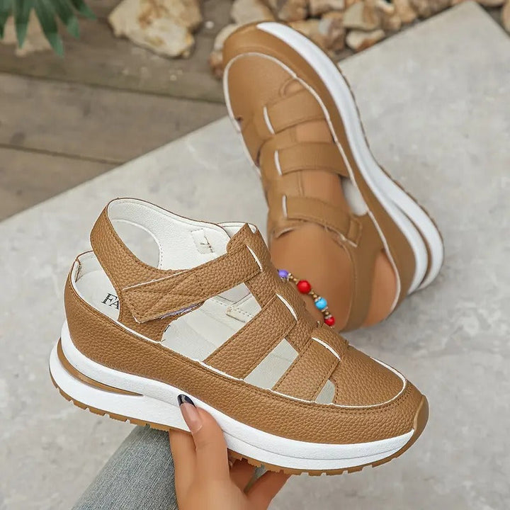 Sandals Women - Platform Wedge Closed Toe Velcro Strap | Summer