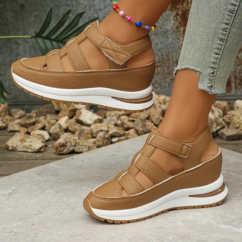 Sandals Women - Platform Wedge Closed Toe Velcro Strap | Summer
