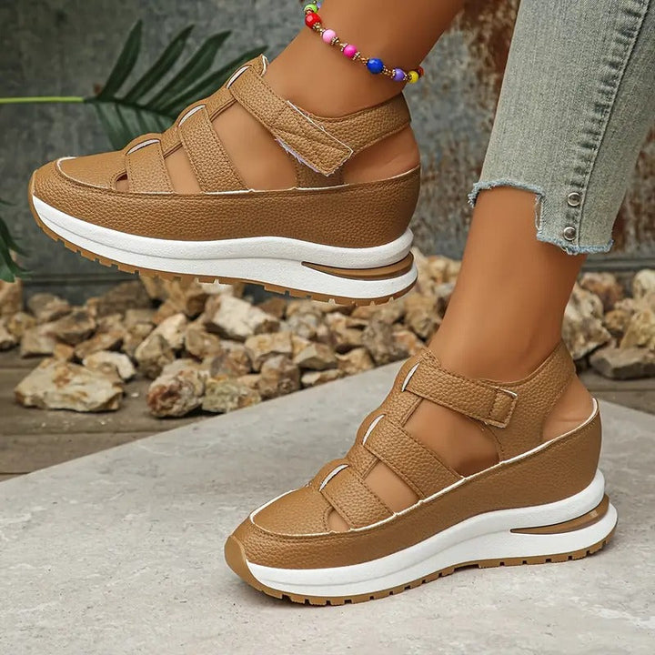 Sandals Women - Platform Wedge Closed Toe Velcro Strap | Summer
