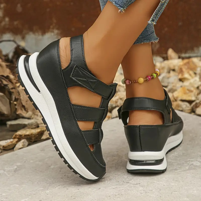 Sandals Women - Platform Wedge Closed Toe Velcro Strap | Summer