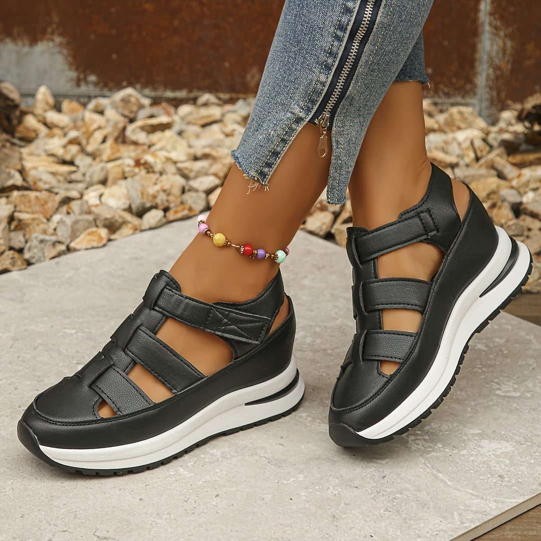 Sandals Women - Platform Wedge Closed Toe Velcro Strap | Summer