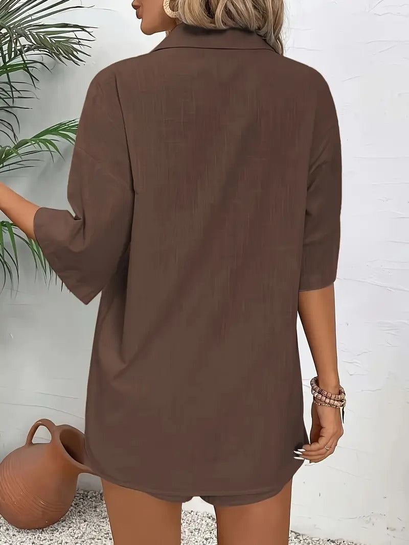 Co-ord Set Women - Relaxed Shirt with Shorts | Summer