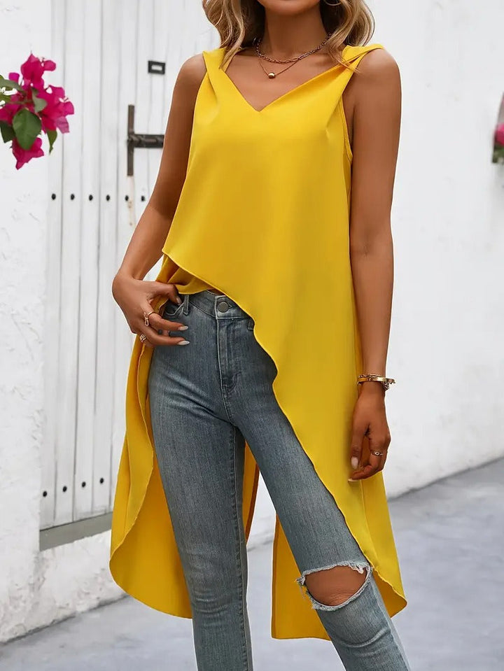 Top Women - Sleeveless V-Neck Asymmetric Hem Cami | Summer