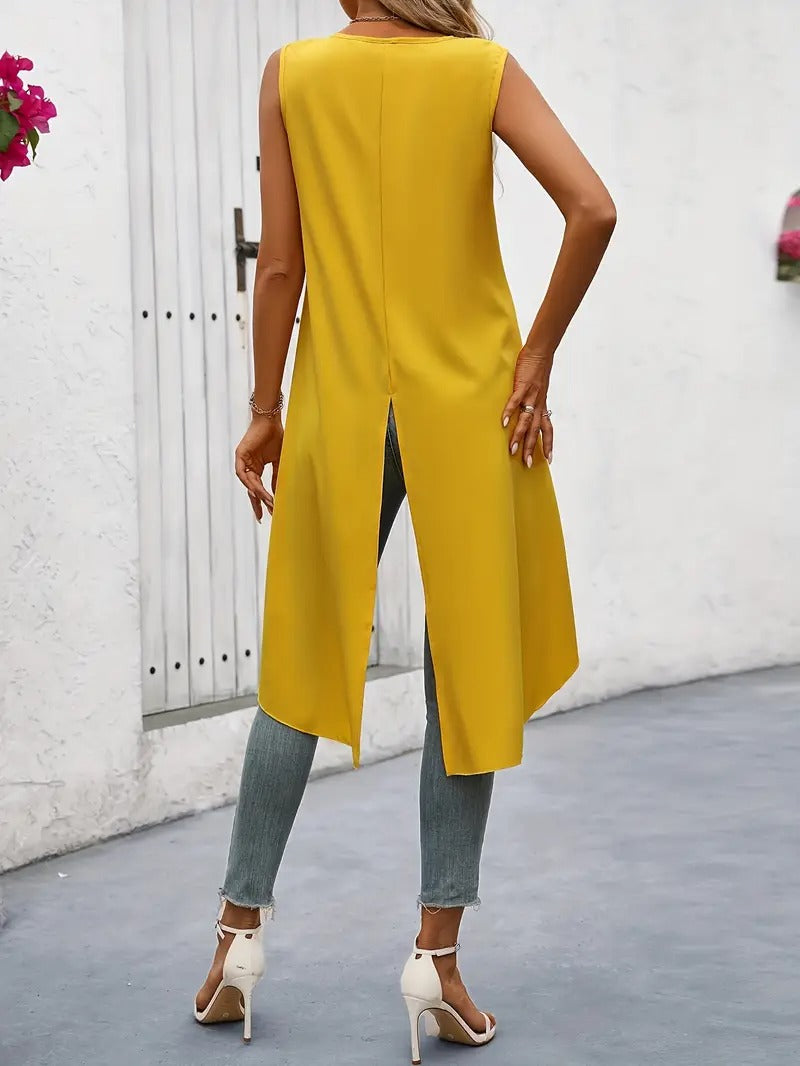 Top Women - Sleeveless V-Neck Asymmetric Hem Cami | Summer