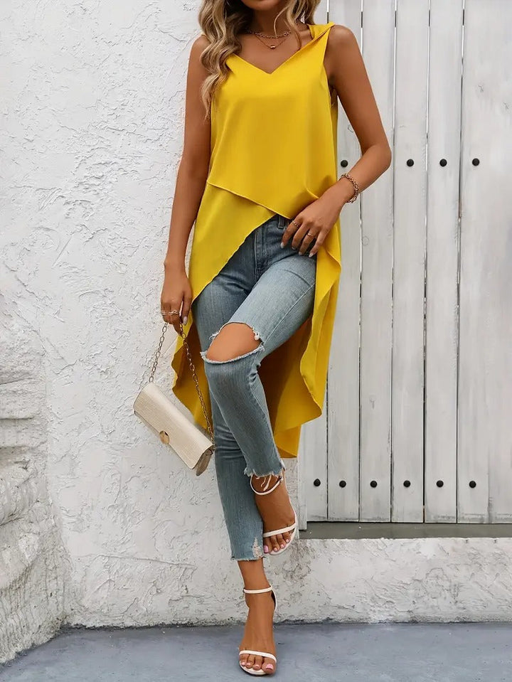 Top Women - Sleeveless V-Neck Asymmetric Hem Cami | Summer