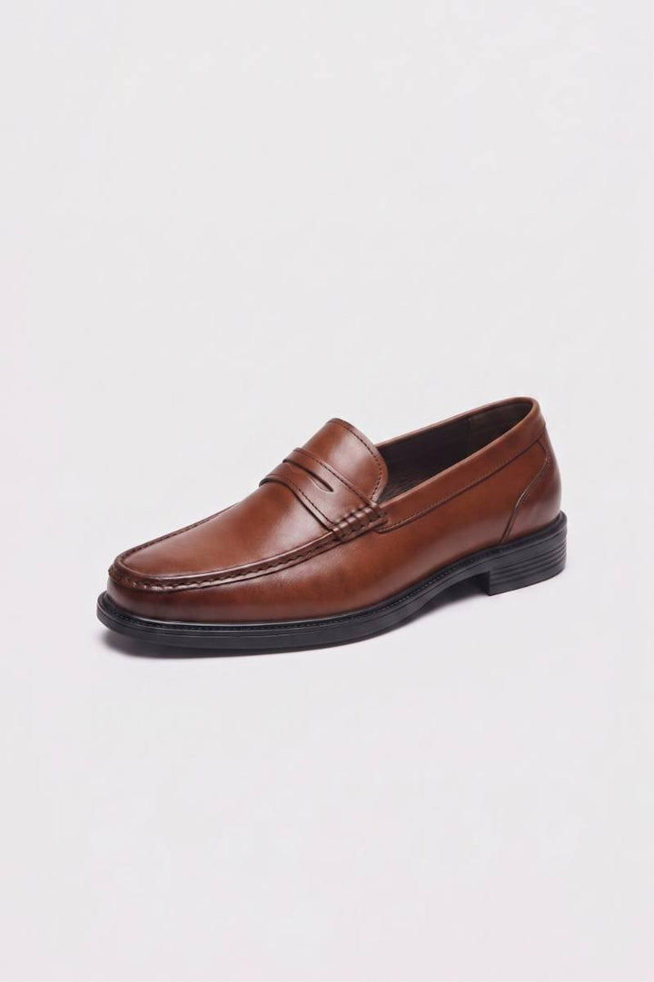 Loafers Men - Classic Penny Slip On with Stitched Detailing | Smart — Brown