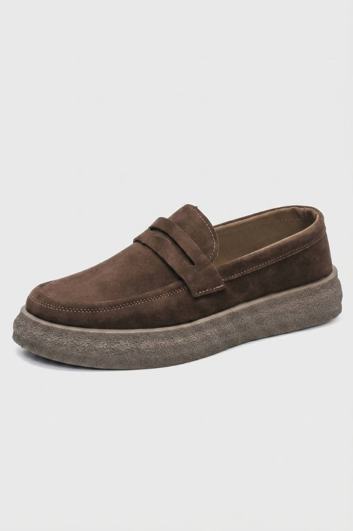 Loafers Men - Platform Sole Penny Strap | Casual Comfort — Dark Brown