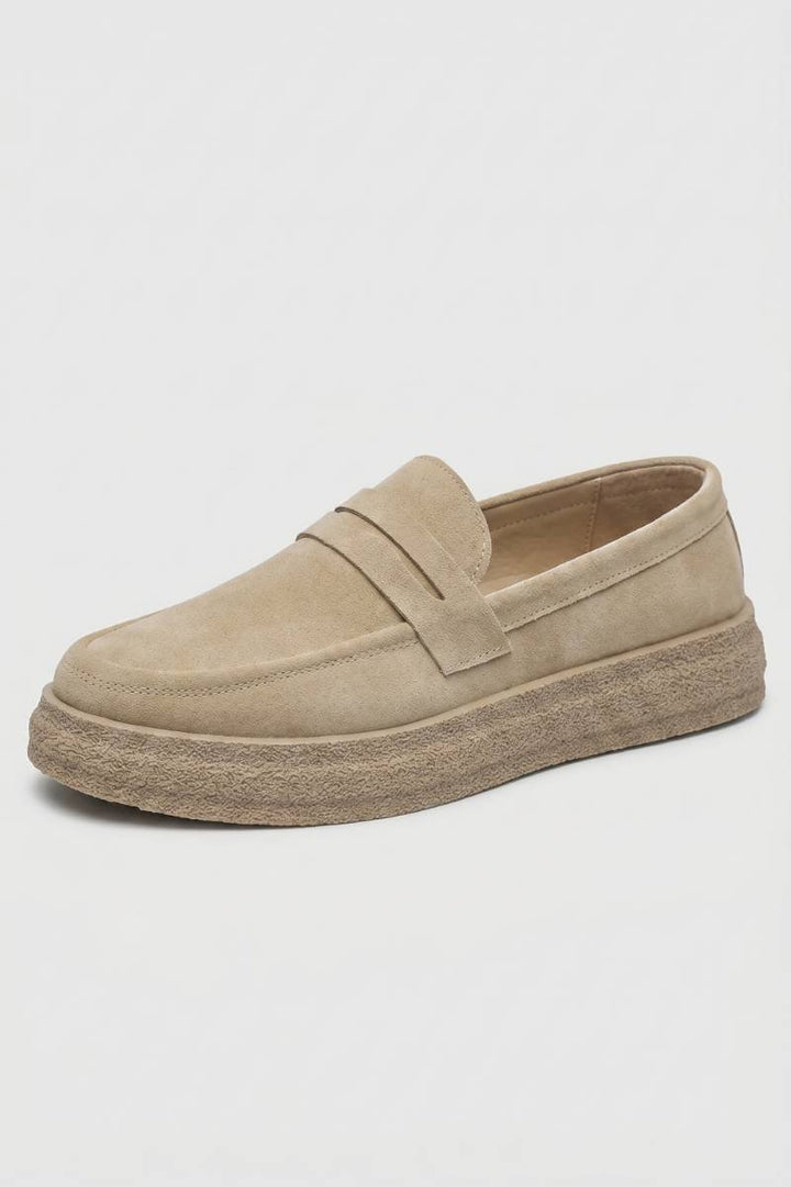 Loafers Men - Platform Sole Penny Strap | Casual Comfort — Beige
