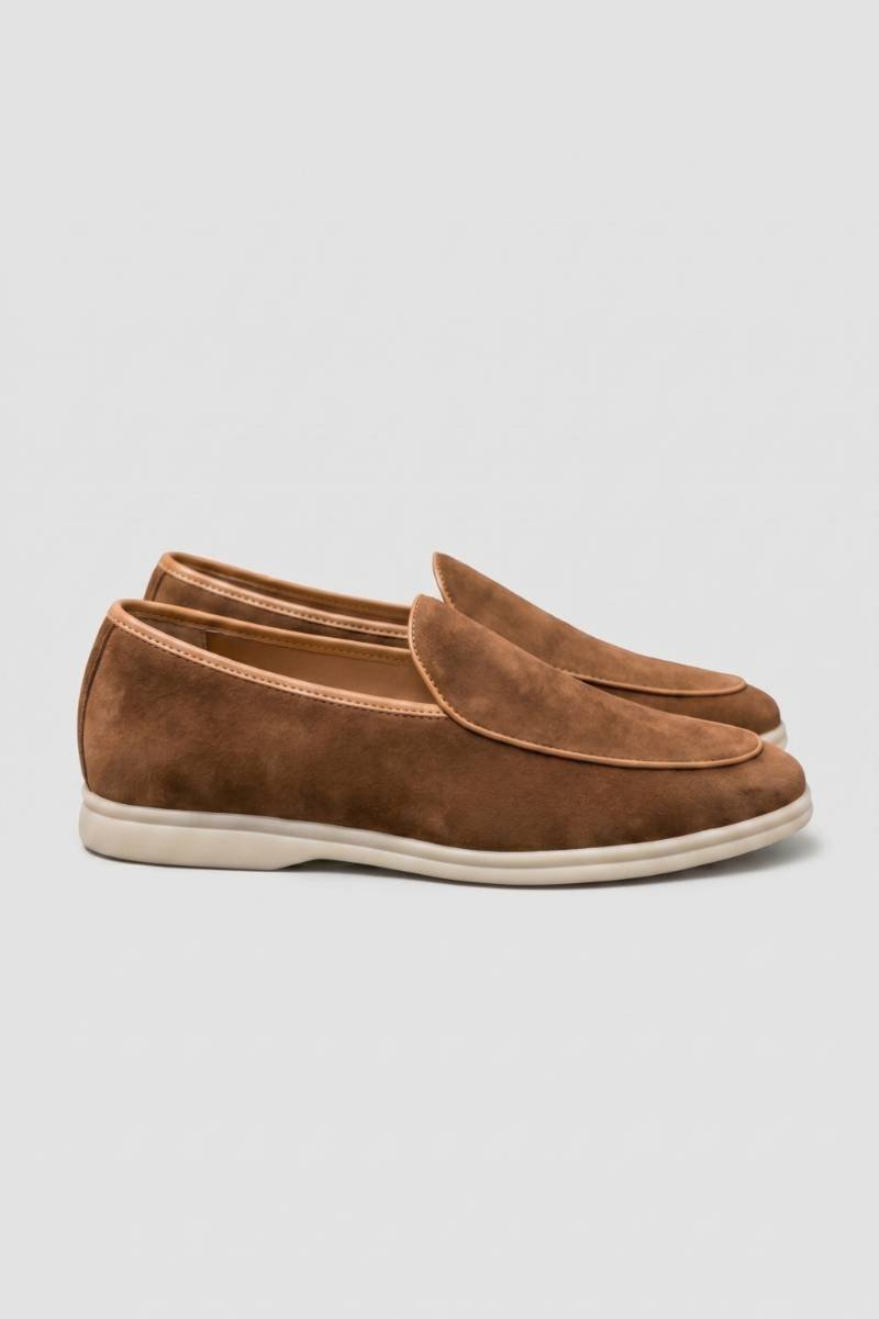 Loafers Men - Slip On Flat Sole with Contrast Trim | Smart Casual — Light Brown