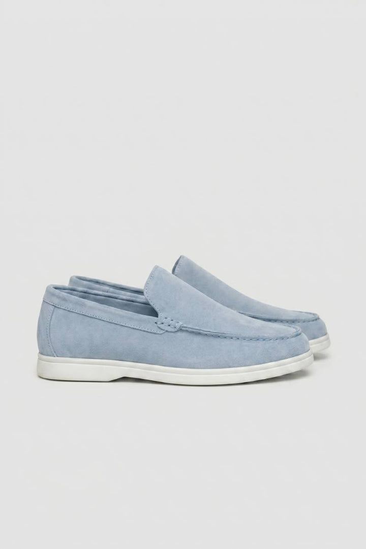 Loafers Men - Slip On Moccasin Style White Sole | Classic — Light Blue