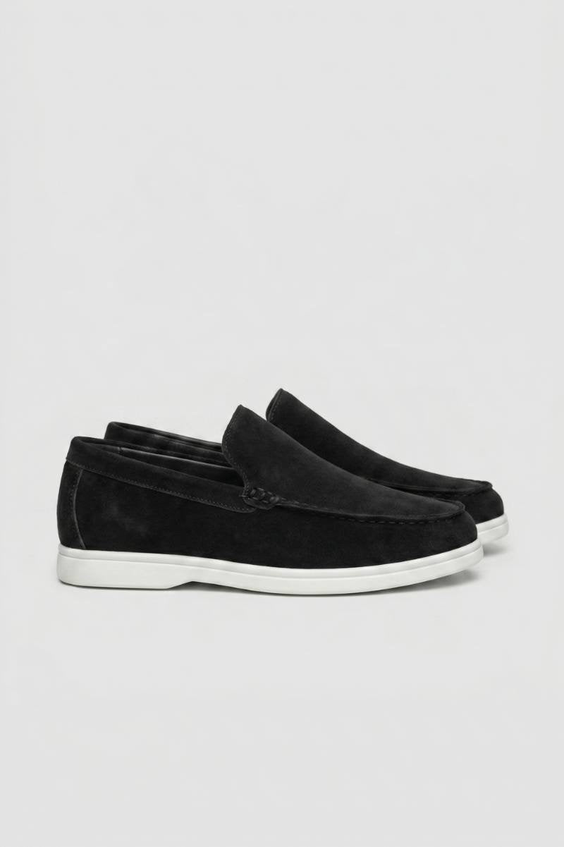 Loafers Men - Slip On Moccasin Style White Sole | Classic — Black