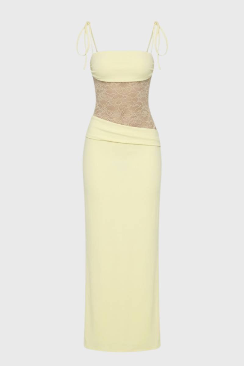 Maxi Dress Women - Detail Tie Straps | Elegant Evening - Yellow