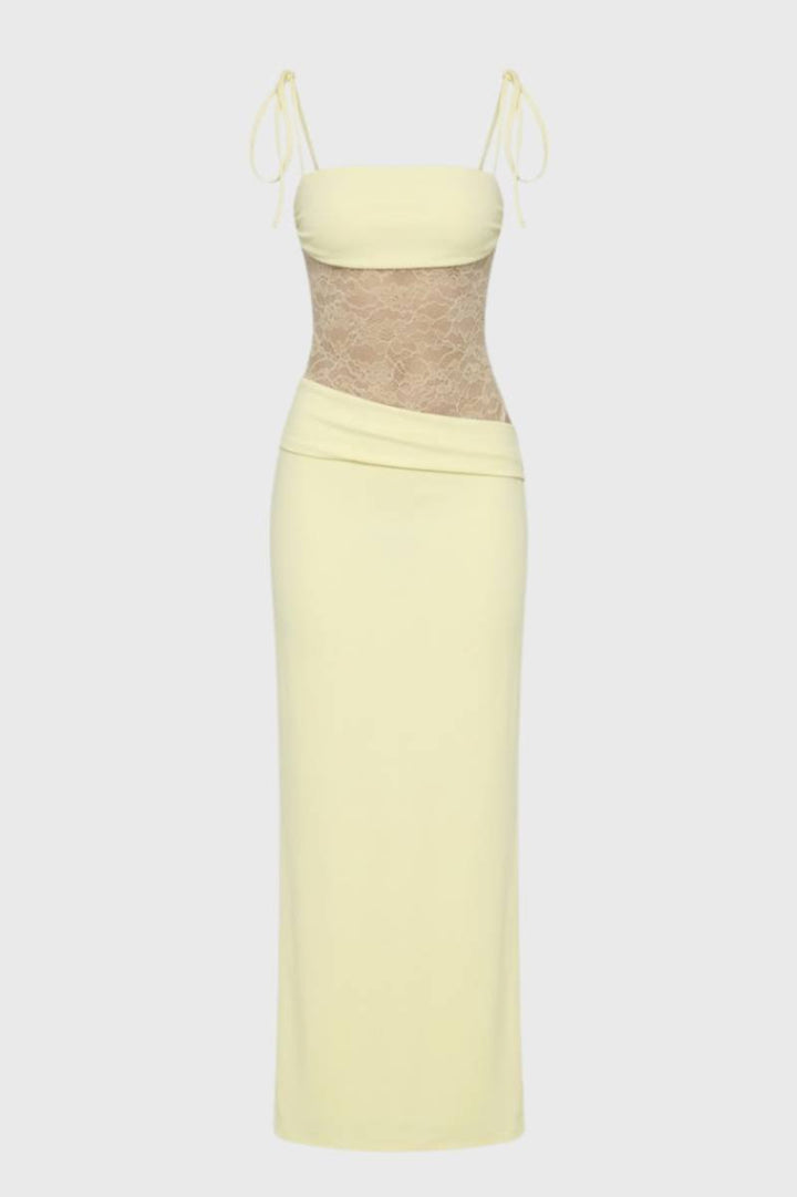Maxi Dress Women - Detail Tie Straps | Elegant Evening - Yellow