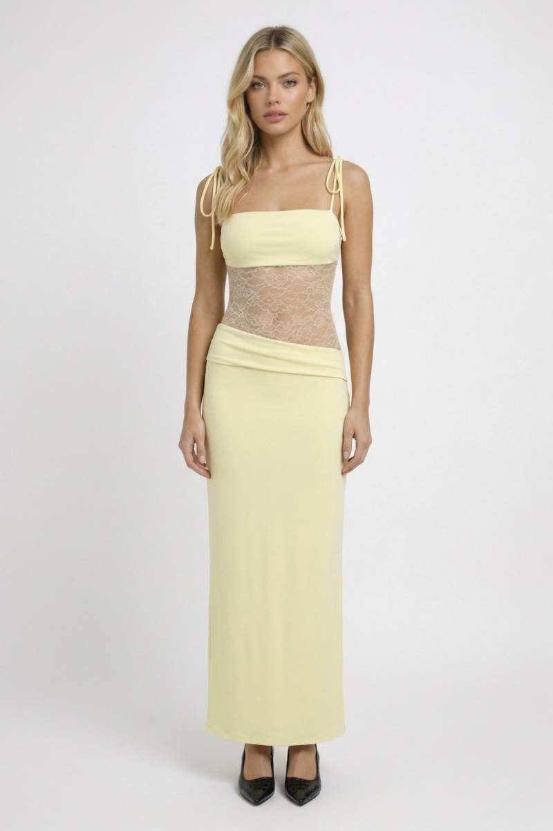 Maxi Dress Women - Detail Tie Straps | Elegant Evening - Yellow