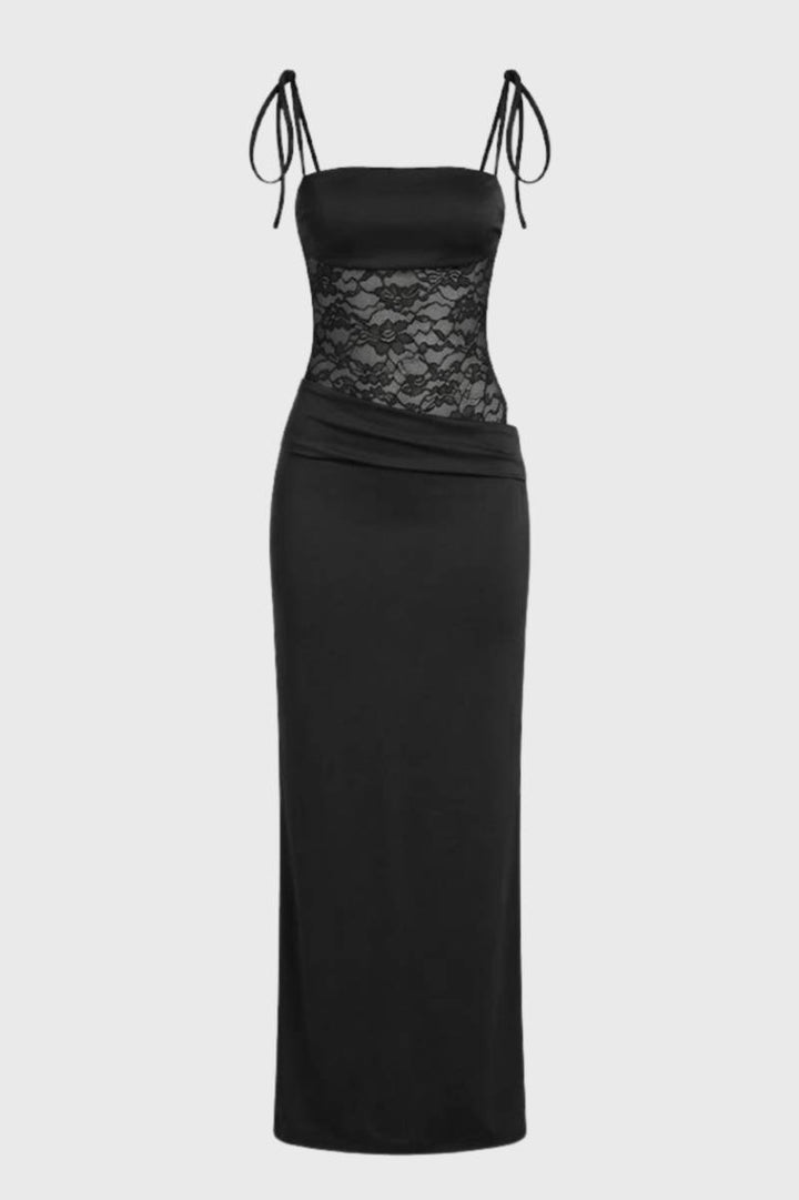 Maxi Dress Women - Detail Tie Straps | Elegant Evening - Black