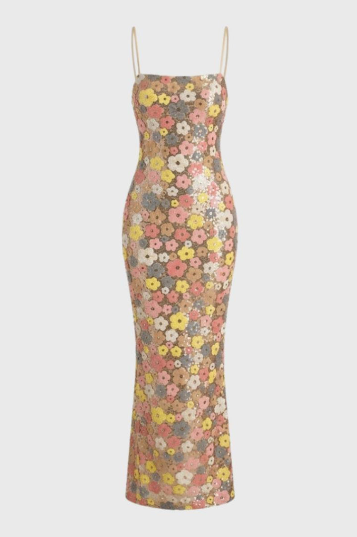 Maxi Dress Women - Floral Print Bodycon Strappy | Elegant - Floral Multi
