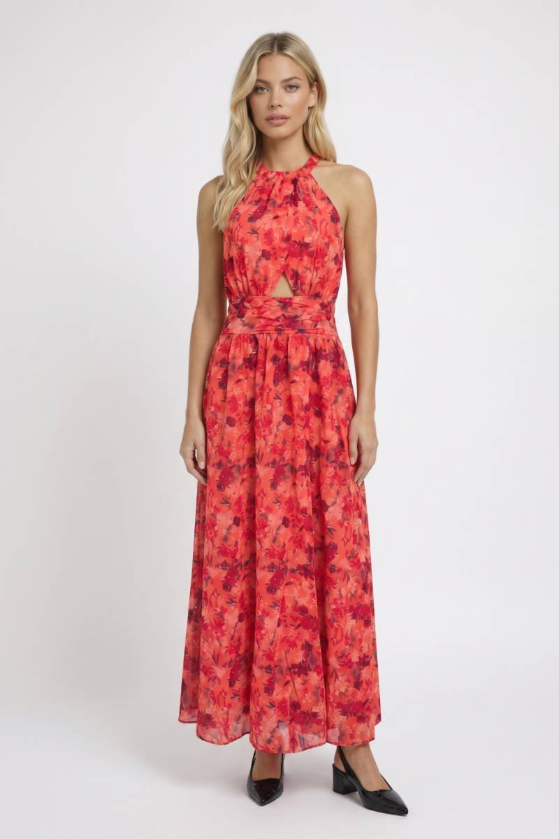 Maxi Dress Women - Halter Neck Floral Print | Cut-Out Detail