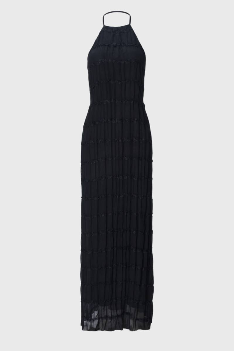 Maxi Dress Women - Halterneck Tiered with Textured Design | Elegant — Black