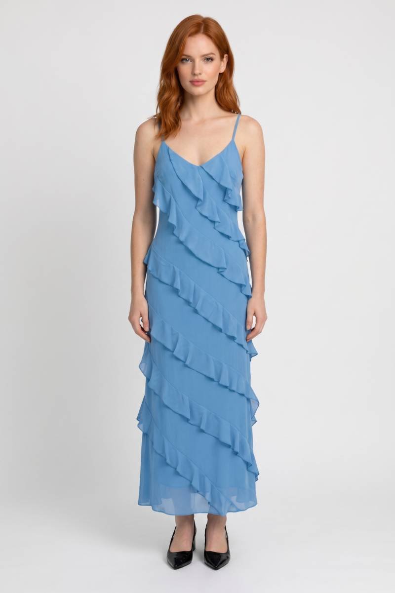 Maxi Dress Women - Ruffle Tiered with Straps | Elegant — Blue