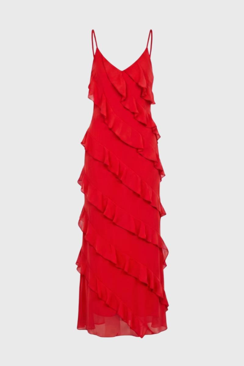 Maxi Dress Women - Ruffle Tiered with Straps | Elegant — Red