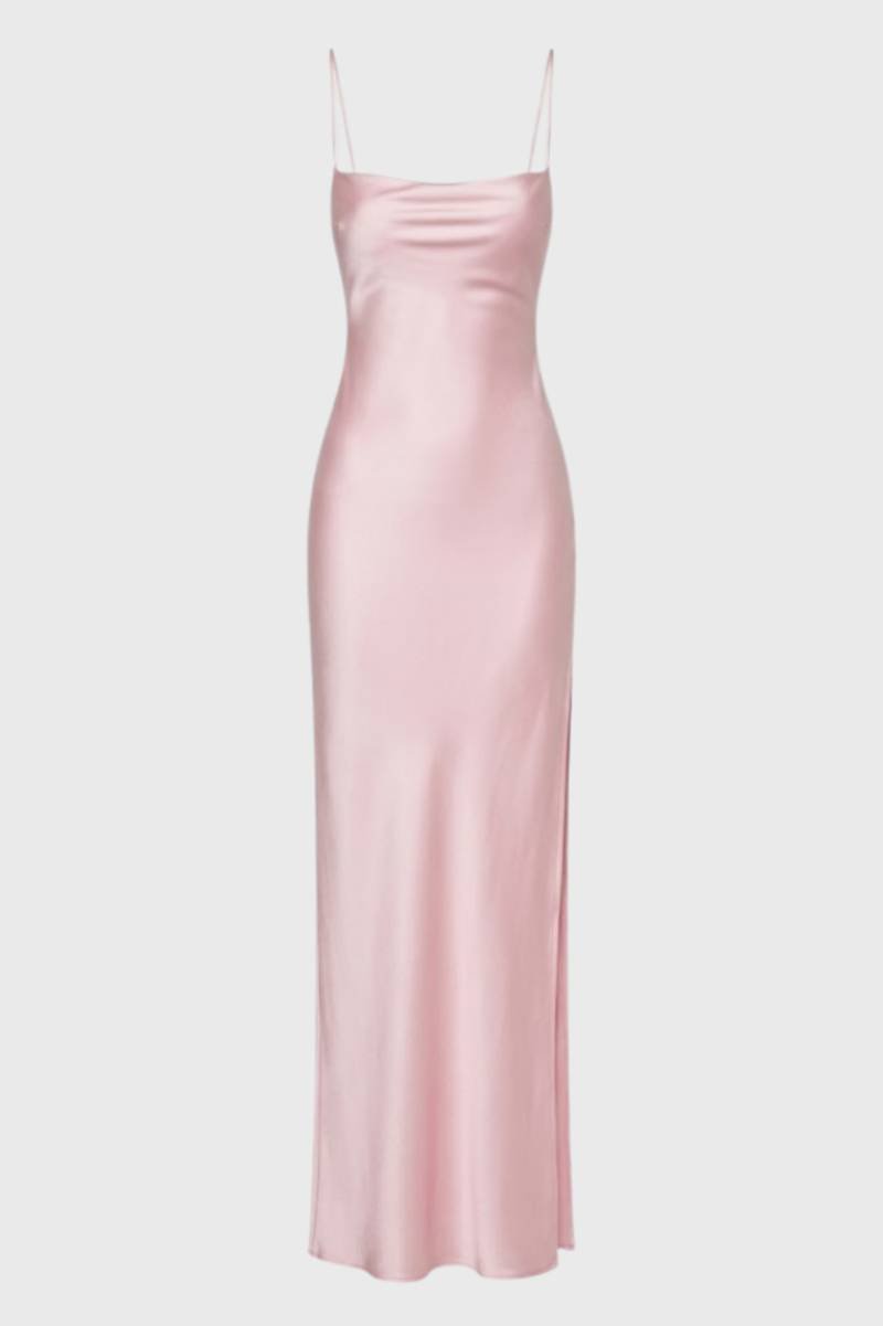 Maxi Dress Women - Slip Style with Thin Straps | Elegant - Pink